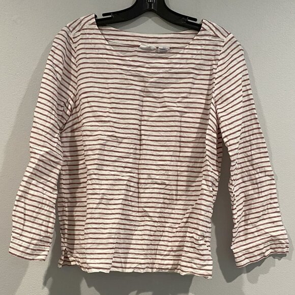 Linen Brown and White Striped Shirt - Sigrid Olsen - Size Small - Picture 1 of 6